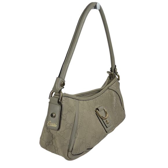 Gucci Vintage Ivory Leather GG Monogram Abbey Pochette Shoulder Bag - Picture 4 of 8